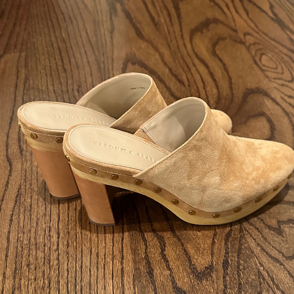Veronica Beard Camel Suede Mules - Picture 4 of 5
